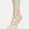 2 Flower Pack Sheer Anklet Socks Vanilla
