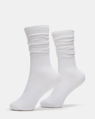 2 Pack Rib Slouch Socks White