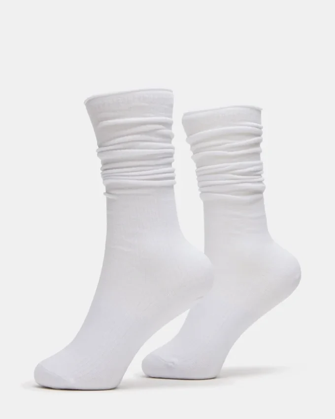 2 Pack Rib Slouch Socks White 2 Pack Rib Slouch Socks White