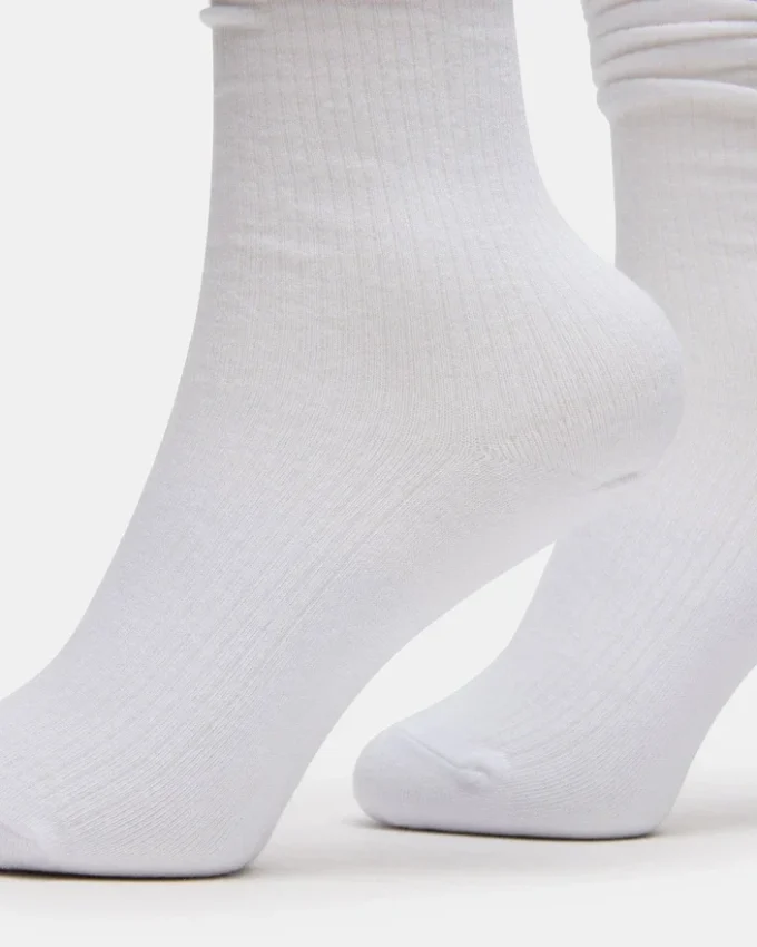 2 Pack Rib Slouch Socks White 2 Pack Rib Slouch Socks White