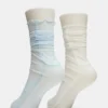 2 Pack Sofia Solid Mesh Crew Socks Light Blue