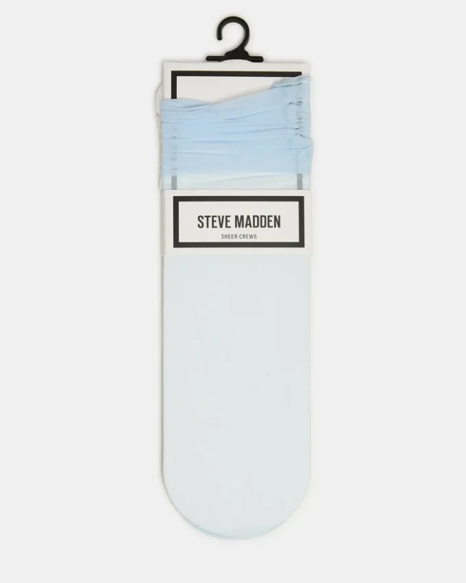 2 Pack Sofia Solid Mesh Crew Socks Light Blue