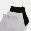 3 Pack Emma Lettuce Edge Socks White/Black