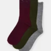 3 Pack Folly Velvet Bow Rib Crew Socks Cherry 3 Pack Folly Velvet Bow Rib Crew Socks Cherry