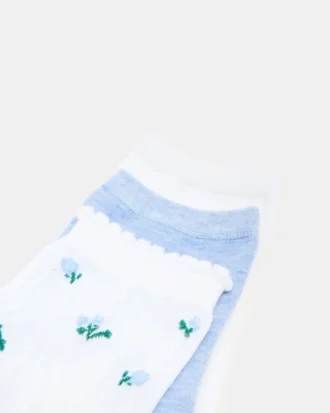 3 Spring Pack Flower Socks White Multi