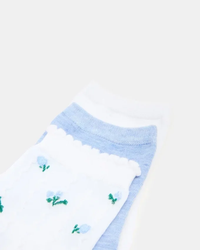 3 Spring Pack Flower Socks White Multi