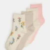 4 Bloom Pack Flower Socks Ivory Multi