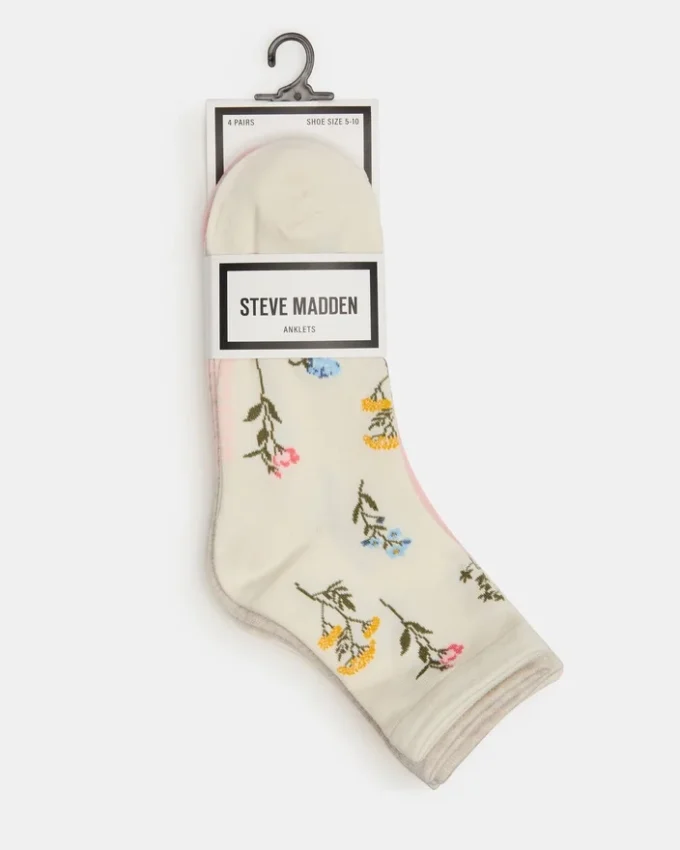 4 Bloom Pack Flower Socks Ivory Multi