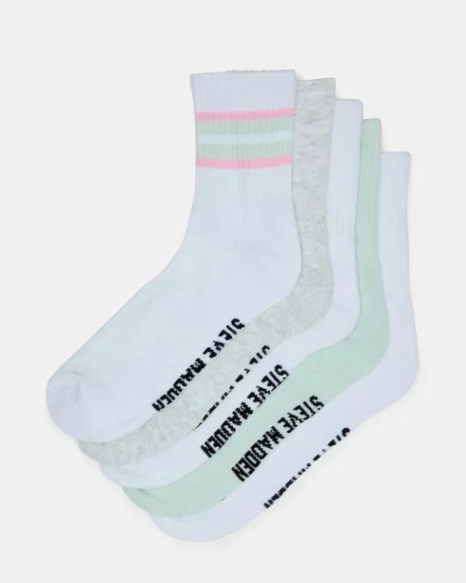 5 Pack Striped Socks White Multi 5 Pack Striped Socks White Multi