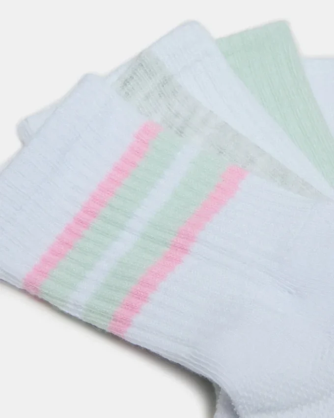 5 Pack Striped Socks White Multi 5 Pack Striped Socks White Multi