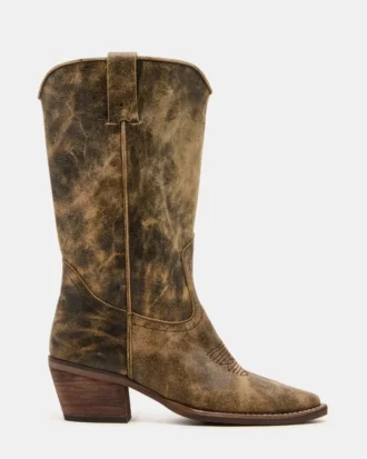Albany Brown Distressed Wide Calf
