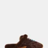 Aziel Mule Faux Fur Chocolate Brown Suede