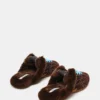 Aziel Mule Faux Fur Chocolate Brown Suede
