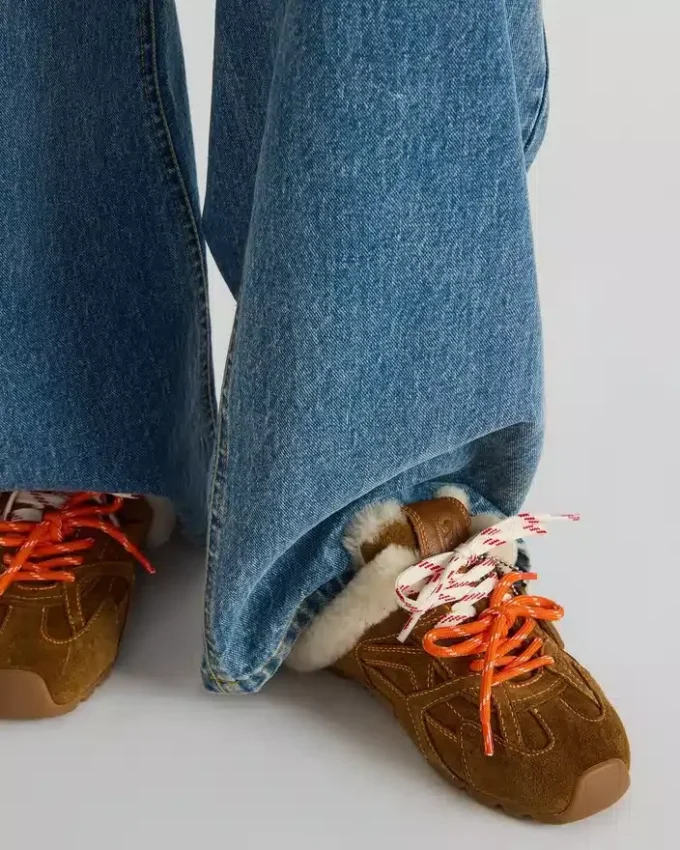 Aziel Mule Faux Fur Chocolate Brown Suede