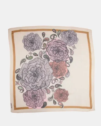 Boho Floral Square Scarf Ivory