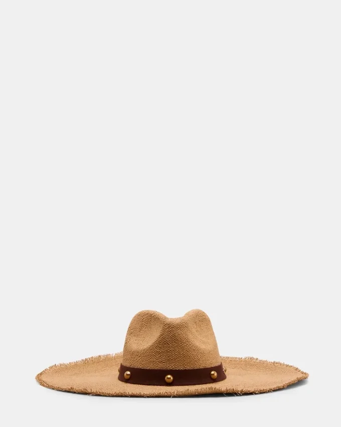 Boho Glam Studs Straw Hat Tan