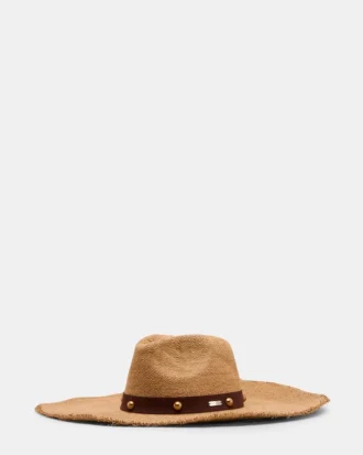Boho Glam Studs Straw Hat Tan