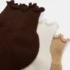 Cheer 3 Pack Lettuce Edge Socks Brown Cheer 3 Pack Lettuce Edge Socks Brown