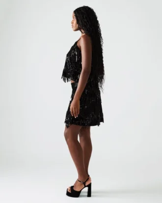Cindi Sequin Skirt Black