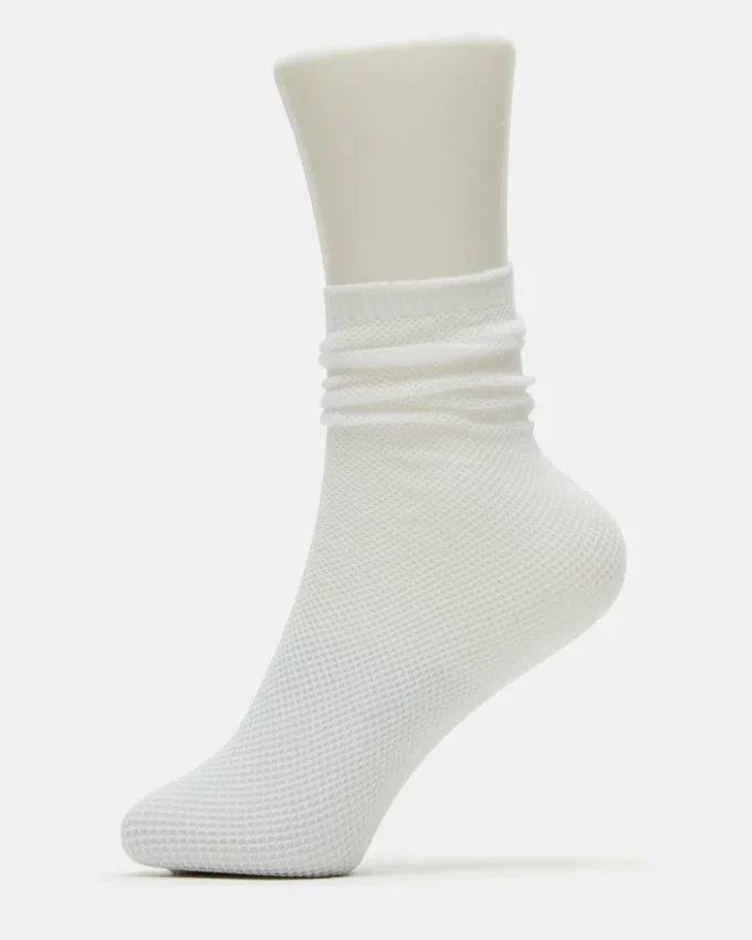 Fishnet Slouchy Crew Socks White