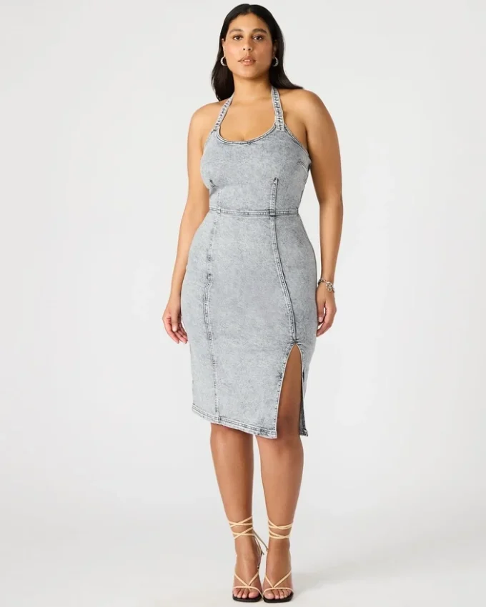 Gia Denim Dress Light Grey