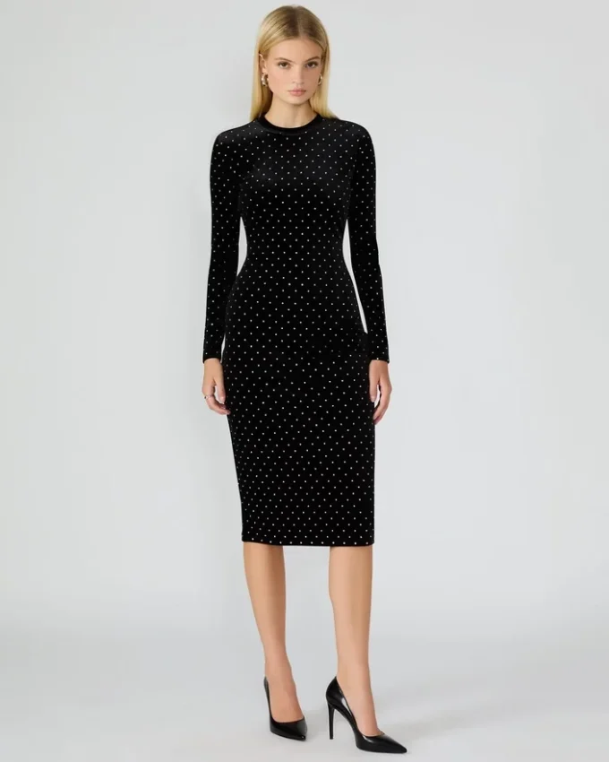 Hailee Studded Velvet Dress Black Hailee Studded Velvet Dress Black