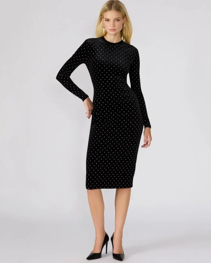 Hailee Studded Velvet Dress Black Hailee Studded Velvet Dress Black