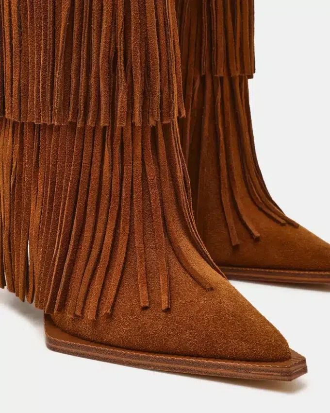 Kinzee Fringe Chestnut Suede