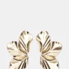 Large Flower Post Earrings Gold