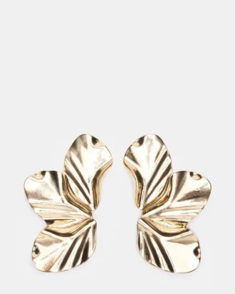 Large Flower Post Earrings Gold