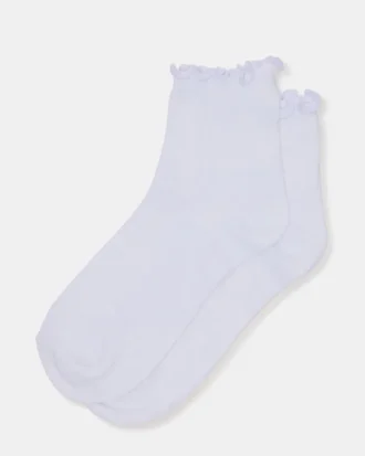 Lettuce Edge Anklet Socks White
