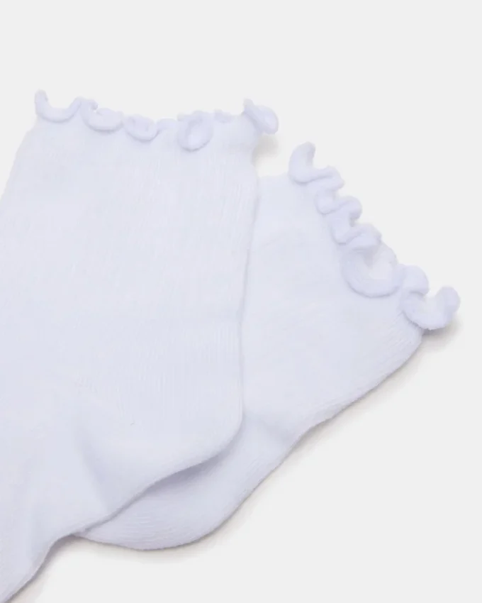 Lettuce Edge Anklet Socks White