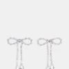 Rhinestone Bow Earrings Silver Rhinestone Bow Earrings Silver