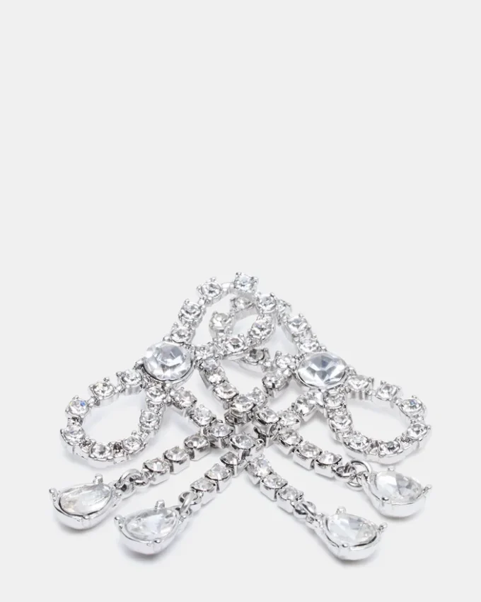 Rhinestone Bow Earrings Silver Rhinestone Bow Earrings Silver