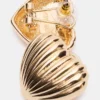 Ribbed Heart Earrings Gold