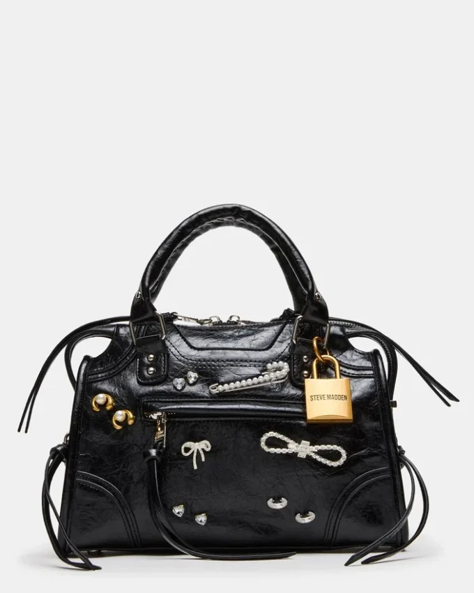 Riggs Bag Embellished Black Distressed Riggs Bag Embellished Black Distressed