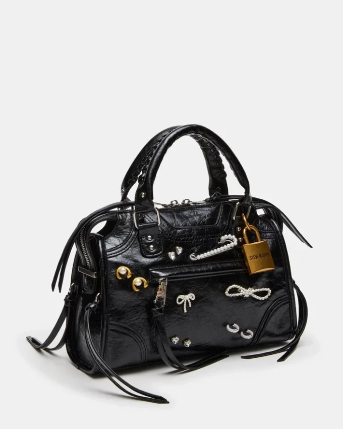 Riggs Bag Embellished Black Distressed Riggs Bag Embellished Black Distressed