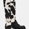 Riggs Black Cow Print Wide Calf