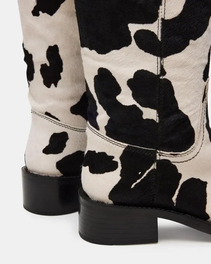 Riggs Black Cow Print Wide Calf