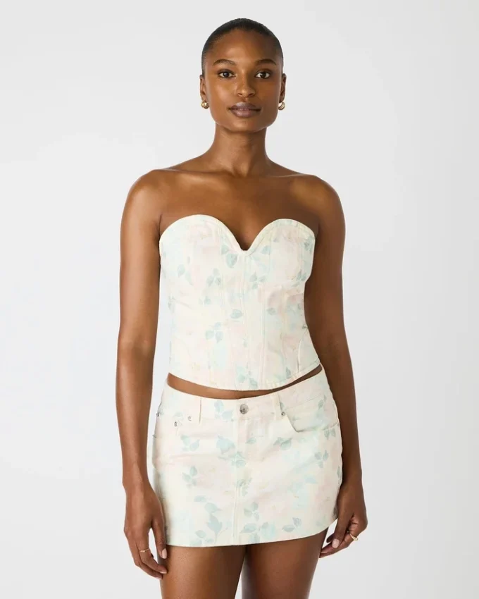 Roselia Corset Top Peach Beige Roselia Corset Top Peach Beige