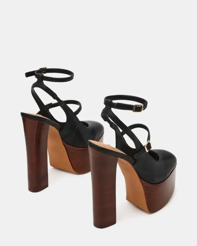 Scotlyn Stacked Black Leather