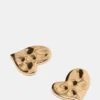 Textured Heart Stud Earrings Gold