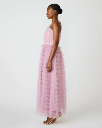 Tiered Tulle Gown Dawn Pink