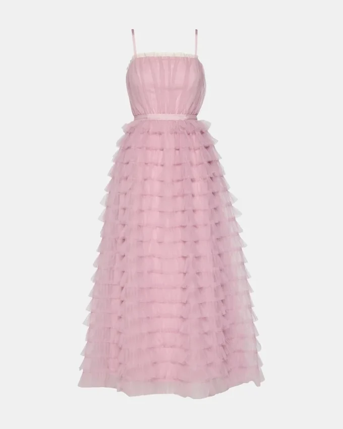 Tiered Tulle Gown Dawn Pink Tiered Tulle Gown Dawn Pink