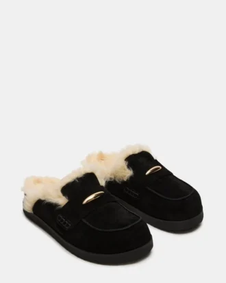Tobin Faux Fur Black Suede