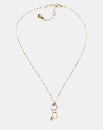 Two Tone Knot Heart Pendant Necklace