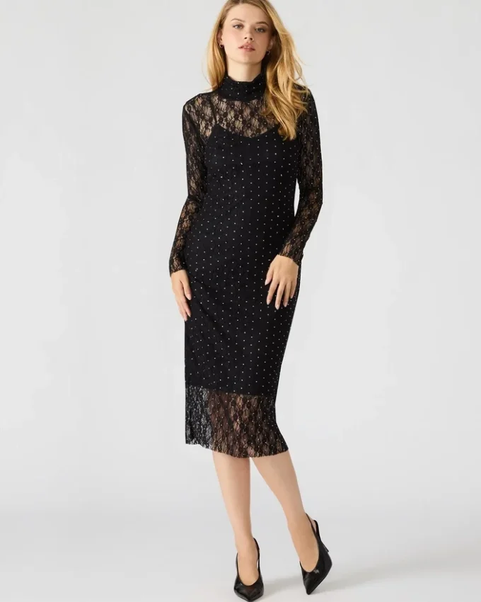 Vivienne Studded Lace Dress Black Vivienne Studded Lace Dress Black